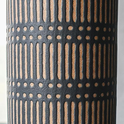 Rustic Ceramic Vase for Living Room Bedroom 11.02'' Antique Black Flower Vase for Bouquet Fake Plant Home Decor Office Table Shelf Fireplace Centerpieces Retro Vintage Classic Modern
