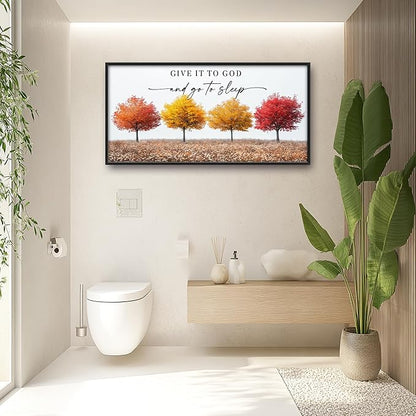 Framed Large Pictures Wall Art for Living Room, Trees Oversized Wall Decor Give It To God And Go To Sleep Canvas Print Painting Modern Extra Large Framed Artwork for Bedroom Office 60"x30"