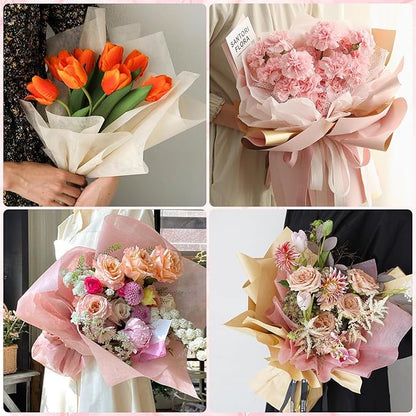 VinTS 48 Sheets 23.6x23.6in Cotton Wrapping Flower Lining Paper,Korean Style Of Waterproof Floral Bouquet Lining Paper Withdrawable Pleated Wrapping Paper Gift Packaging Paper,6 Colors
