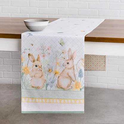 Maison d' Hermine Table Runner 100% Cotton Double Layer Table Runners 72 inches Long Decorative for Kitchen Dining Party Baby Shower Wedding Bridal Shower Spring Summer (Easter Dew , 14.50" x 72")