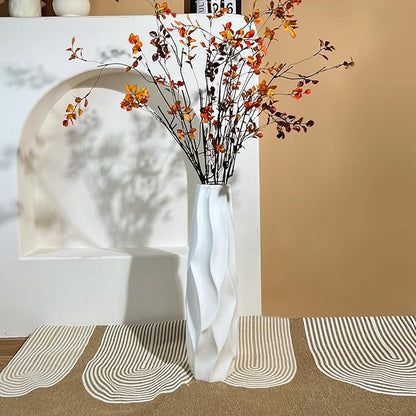 Large Floor Ceramic Vase 24 Inches Tall,White Modern Flower Tall Vases for Office, Home,Farmhouse,Living Room Décor,Simple Origami Design Fall Decorative Porcelain Flower Arrangement Vase Ideal Gift