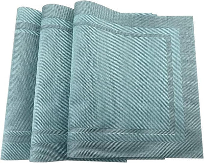 Gugrida Placemats Set of 6 Plaid Checkered Blue PVC Placemat for Dining Table Durable Woven Vinyl Stain tablemats 18"X12"