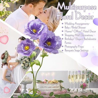 Giant Artificial Flowers for Decoration, Large Wedding Birthday Party Exhibition Banquet Backdrop Photography Props Shop Window Display Stage Nursery Events Bridal Showers Home Garden Decor, Purple