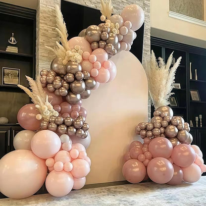 Dusty Pink Balloon Arch Kit, Boho Retro Blush Pink Champagne Gold White Latex Helium Party Balloons Garland for Girls Women Bridal Baby Shower Neutral Wedding Engagement Birthday Party Decorations