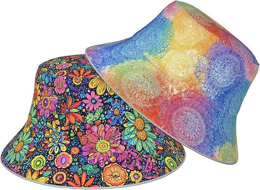 Bucket Hat Double-Side-Wear Reversible Sun Hat Beach Travel Hiking for Women Men