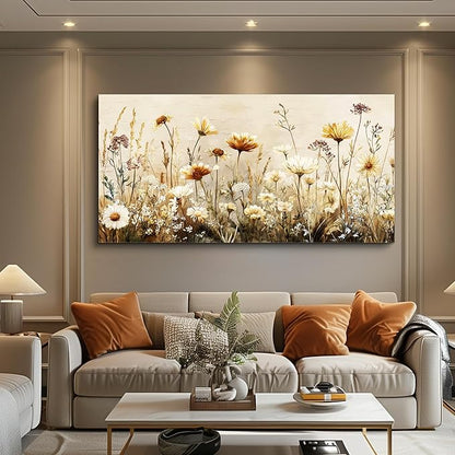 hyidecorart Large Flower Wall Art for Living Room Botanical Farmhouse Wall Decor Nature Abstract Picture for Bedroom Office Elegant Floral Canvas Prints Artwork Home Decorations Ready to Hang 30"X60"