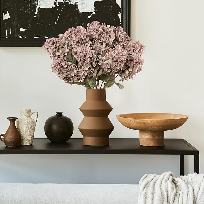 Fake Flowers Hydrangea Silk Flowers With Stems White Flowers Fake Flowers In Vase Hydrangea Artificial Flowers Winter Flowers Artificial For Decoration Vase Decor 24"（Brown ）8PCS Wthout Vase