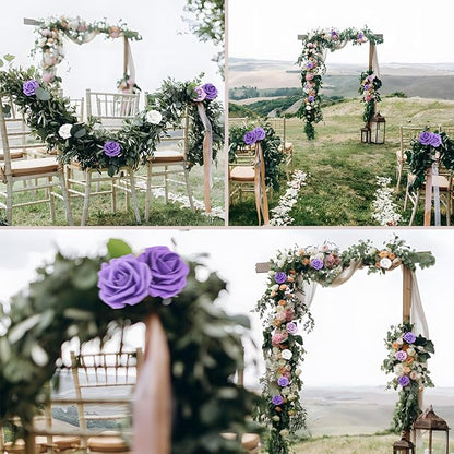200PCS Artificial Flowers Purple Mixed Series Roses Real Looking Foam Fake Roses with Leaves and for DIY Wedding Bouquets Bridal Shower Centerpieces Party Decorations (Purple Series, 200)