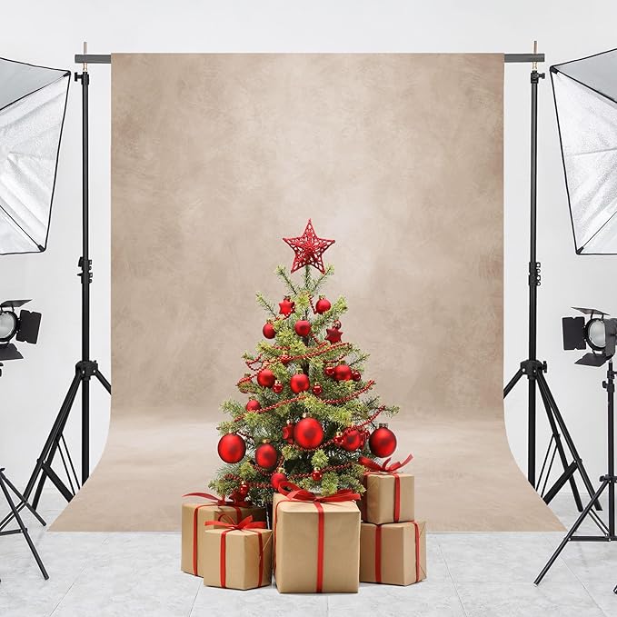 Abstract Professional Photography Backdrop for Portrait Photo Props Booth Background Photoshoot Studio with Polyester Fabric Roller Pocket on Top (8x12ft,Light Beige,No Stand)