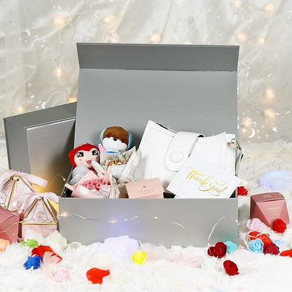 Luxury Large Gift Box 13.8"x9"x4.3" Storage Box Ribbon Magnetic Closure for Luxury Packaging Box for Mother's Day, Birthdays, Bridal Gifts,Weddings