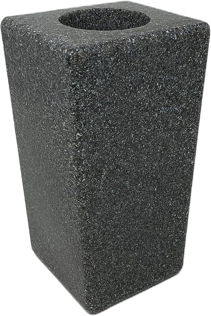 OPTIMUM Square Memorial Cemetery Flower Vase - Plastic (Black Granite) with Metal Ground Spike, Grave Marker, Decorations for Gravesite, Headstone Flowers Holder, Garden Lawn & Yard