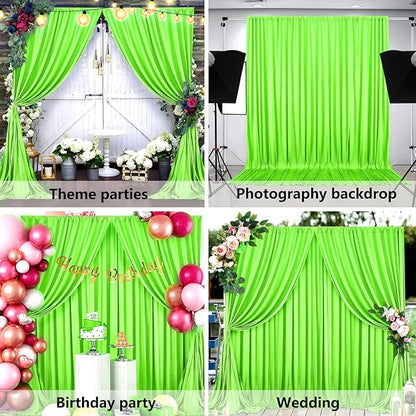 10 x 10 Feet Light Green A Backdrop Curtain for Partie, Background Curtains for Photoshoot, Birthday, Wedding, Halloween, Thanksgiving, Christmas, New Year Party Decorations 5Ft x 10Ft, 2 Panels