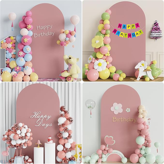 Wokceer 7.2FT Wedding Arch Cover Spandex Fitted Wedding Arch Stand Covers Round Top Chiara Arch Backdrop Cover for Birthday Party Ceremony Banquet Decoration Light Dusty Rose