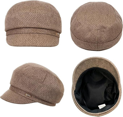 Women Retro Classic Visor Newsboy Cabbie Cap Beret Hats with Flower Buckle for Woman Ladies