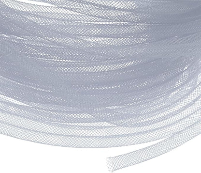 Mesh Tube Ribbon 25 Yards, 6mm Elastic Fabric Ribbons Mesh Tubing for Crafts/Gift Wrapping/Flower Bouquets/Wedding/Birthday/Holiday/Wreaths Christmas/Decoration[Taupe Gray]
