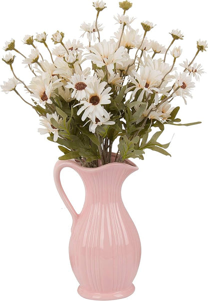 12pcs Gerbera Daisy Artificial Flowers 20 Inch Long Stem Artificial Daisy Mums for Home Décor Centerpiece Wedding Bridal Bouquet DIY(White)