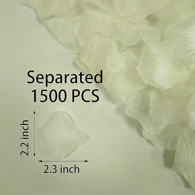 1500 PCS Separated Artificial Ivory Rose Petals,Ivory Silk Petals for Romantic Night for him for her Set, Faux Flower Girl Petals for Weddings Valentine Day Party Romantic Decoration