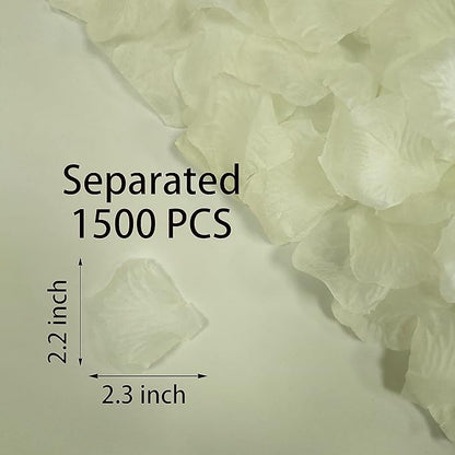 1500 PCS Separated Artificial Ivory Rose Petals,Ivory Silk Petals for Romantic Night for him for her Set, Faux Flower Girl Petals for Weddings Valentine Day Party Romantic Decoration