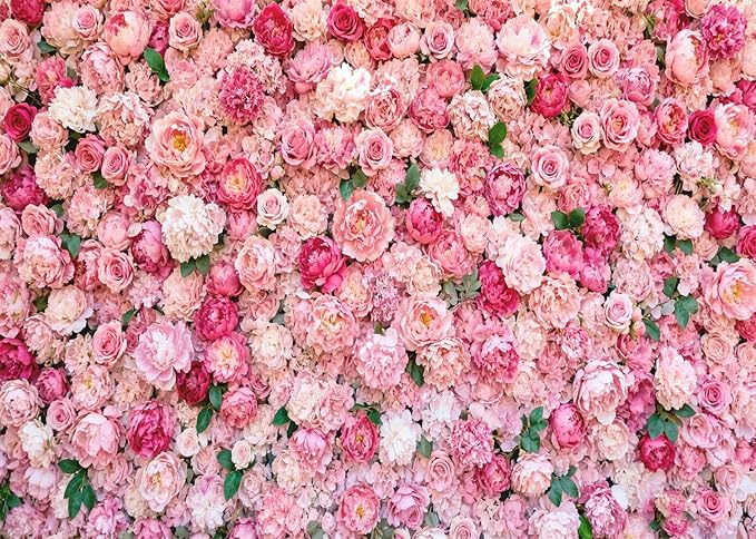 15x10ft Flower Photo Backdrop Flowers Wall Pink Rose Floral Spring Photography Backdrops for Pictures Newborn Wedding Bridal Shower Birthday Party Banner Decor Supplies Vinyl Photo Studio Props