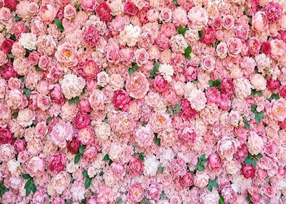 15x10ft Flower Photo Backdrop Flowers Wall Pink Rose Floral Spring Photography Backdrops for Pictures Newborn Wedding Bridal Shower Birthday Party Banner Decor Supplies Vinyl Photo Studio Props