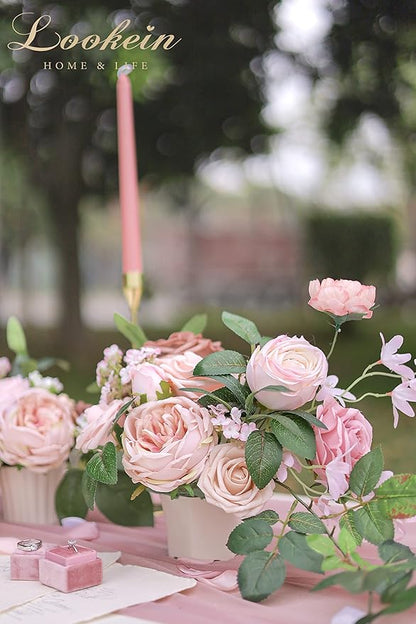 Lookein Artificial Flowers for DIY Wedding Decoration Bridal Bouquet Table Centerpieces Flower Garland Wreaths Aisle Arch Flower Decoration, Belle Blush