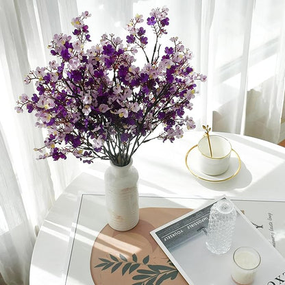 Mandy's Shades of Purple Artificial Baby’s Breath European Flowers 6 Bundles Silk Gypsophila with Bendable Stems for Fall Thanksgiving & Christmas Centerpiece Wedding Decor and Table Arrangements
