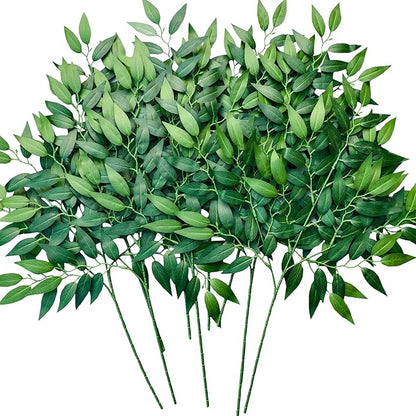 8Pcs Italian Ruscus Greenery Stems 26" Artificial Silk Greenery Leaves for DIY Wedding Arch Bouquet Filler Table Centerpieces Home Indoor Decor