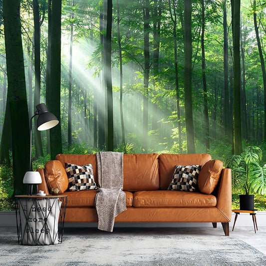 Forest Wall Murals Peel and Stick Forest murals Removable Waterproof Large Wallpaper for Living Room Bedroom(Color-4, 118×82 inch)