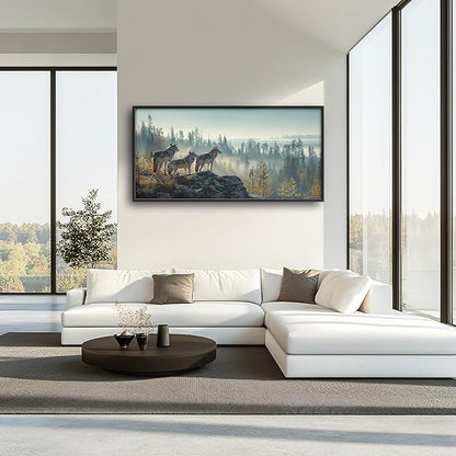 Framed Large Pictures Wall Art for Living Room, Forest Wolves Oversized Wall Decor Wolf Animal Canvas Print Painting Extra Large Framed Artwork for Bedroom Office 60"x30"