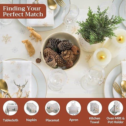 Maison d' Hermine Table Runner 100% Cotton Double Layer Table Runners 72 inches Long for Thanksgiving Christmas Decorations Home Kitchen Dining Party Wedding (Deer in The Woods, 14.5" x 72")