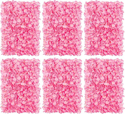 BLOSMON Flower Wall Panel Backdrop - 6 Pcs 24 x 16 Inch Pink Artificial Hydrangea Floral Backdrop for Wedding Party Baby Bridal Shower Decor, Hanging Fake Silk Flower Backdrop Decoration