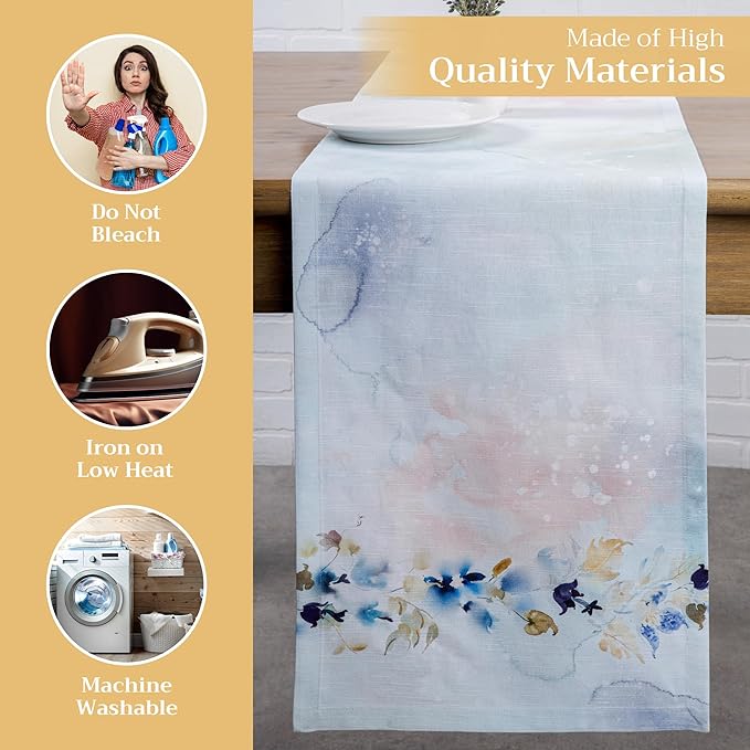 Maison d' Hermine Table Runner 100% Cotton Single Layer Table Runners 72 inches Long Decorative for Home Kitchen Dining Party Wedding Bridal Shower Spring Summer (Lazy Summer Days, 14.50" x 72")