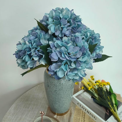 Blue Hydrangea Artificial Flowers,10 Pcs Faux Blue Hydrangea Flowers,Artificial Hydrangeas Flowers with Stems,Fake Hydrangeas,Silk Hydrangeas Flowers with Stems for Home Decor