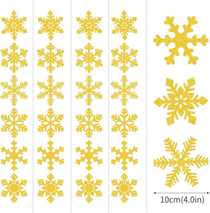 Gold Snowflake-Snow Christmas Party-Decorations Garland - 6pcs Winter Girl Boy Birthday New Year Hanging Decoration Streamers Banner, Wonderland Party Supplies Decor Panduola