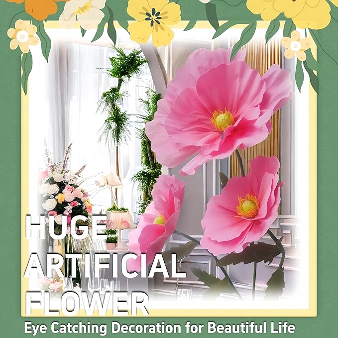 Giant Flowers for Decoration, 5.3 ft Large EVA Artificial Flower Arrangements for Wedding Reception Birthday Christmas Party Banquet Backdrop Decor Shop Window Display Photography Props, Purple