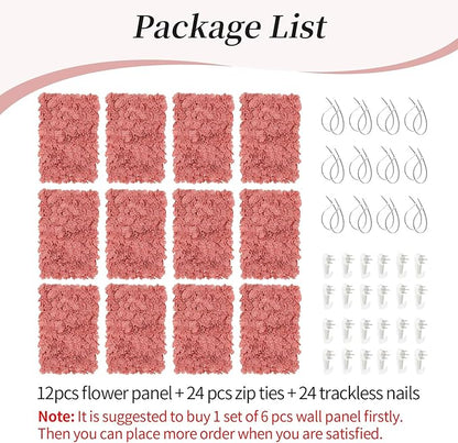 BLOSMON Flower Wall Panel Backdrop Decor: 12 Pcs 24 x 16 inches Dusty Pink Artificial Floral Backdrop for Wedding Party Baby Bridal Shower - Fake Silk Hydrangea Wall Decoration