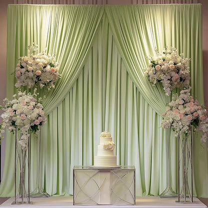 30x10ft Wrinkle Free Sage Green Backdrop Curtain for Parties Soft Fabric Drapes Wedding Curtain Backdrop for Birthday Party Decorations Background for Photography 5x10ft, 6 Panels