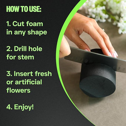 Reusable Floral Foam Blocks – Black Foam Blocks for Flower Arrangements | Florist Foam for Artificial Flowers & Crafts | Durable Non-Crumbling Floral Foam for Florists & DIY Projects,10pk 3x3 Round