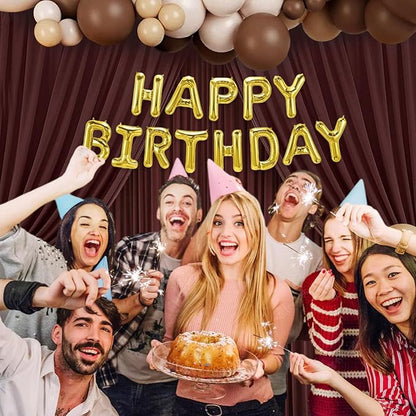 10 x 10 Feet Red Brown Backdrop Curtain for Partie, Background Curtains for Photoshoot, Birthday, Wedding, Halloween, Thanksgiving, Christmas, New Year Party Decorations 5Ft x 10Ft, 2 Panels