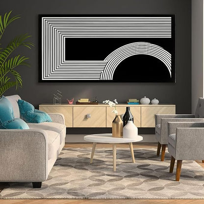 TAIJXAGSG Large Abstract Wall Art Black And White Wall Art Geometric Line Print Painting Artwork Canvas Art Wall Decor Simple Picture Artwork For Living Room Bedroom Office Home Decor 29"X 58"