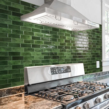 Art3d 10-Sheet Kitchen Backsplash Tiles Peel and Stick, Self Adhesive Wall Tile Sticker for Kitchen Island Bathroom Laundry Room RV Renter 12" x 12" - Jade Green