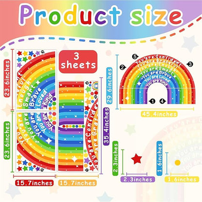 Large Rainbow Wall Sticker Colorful Inspirational Wall Decals for Classroom Peel and Stick Kids Nursery Walls Stickers You are Motivational Art Murals Vinly Decal for Baby Room Playroom Toddler Decor