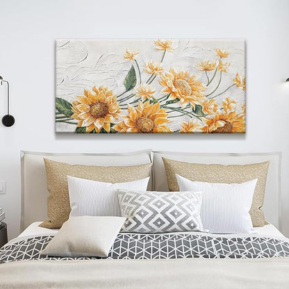 Suconvng Canvas Art Wall Decor Print Paintings Sunflower Wall Art Prints Pictures Decor Ready To Hang Pictures For Bedroom Bathroom And Office Kitchen Home Decor Artwork 20"×40"