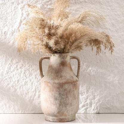 Mitt&Ditt Ceramic Flower Vase with Handles, 11 inch Tall Vase for Centerpieces, Large Decorative Terracotta Vases, Farmhouse Rustic Vases for Home Decor, Living Room, Table, Neutral