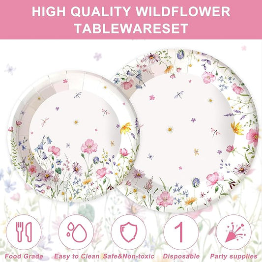 152Pcs Flower Themed Party Supplies Decorations With For Baby Shower Birthday Picnic Wedding Party Decorations Serves 24 Party