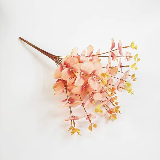 19" Faux Flowers Artificial Silk Silver Dollar Eucalyptus Stems Fake Plant for Vase Home Wedding Decor 3 Pcs (Pink)