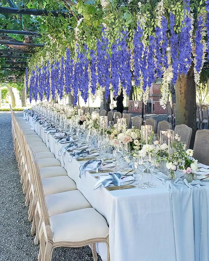 12Pack Royal Blue Wisteria Hanging Flowers Artificial Flowers Garland 3.6ft Fake Wisteria Silk Flowers Vines Faux Hanging Flowers String for Garden Home Wall Wedding Party Decor (Royal Blue)