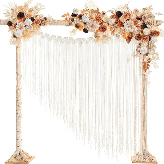Ling's moment Hanging Artificial Wedding Arch Flowers, Orange Floral Arrangements with Tassel Sequins Rose Ceremony Arbor Reception Backdrop Decorations Outdoor Swag Garland Garden Decor