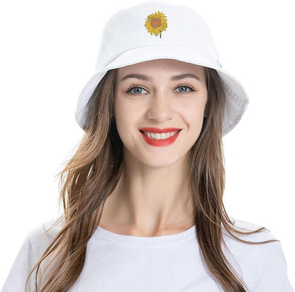 ZLYC Unisex Fashion Embroidered Bucket Hat Summer Fisherman Cap for Men Women
