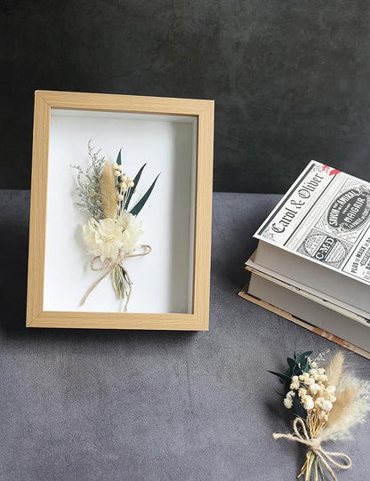 xin's convey Mini Dried Flower Bouquet Set (12 pcs), Wall Bouquet, Party Plate Decoration, Bridesmaid Flower Girl Proposal Gift Box, Groomsmen Corsage, Shooting Props. (White)